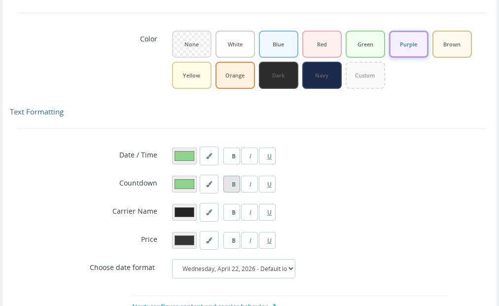 Colors &amp; Format section
